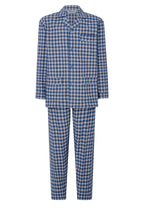 Pijama Hombre Largo Premium Solapa Algodón Franela Cuadros - Gris 2817_20