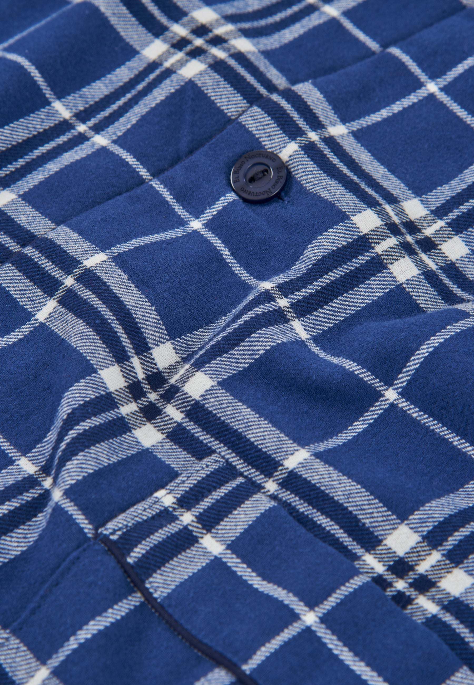 Pijama Hombre Largo Premium Solapa Algodón Franela Cuadros - Azul 2819_37