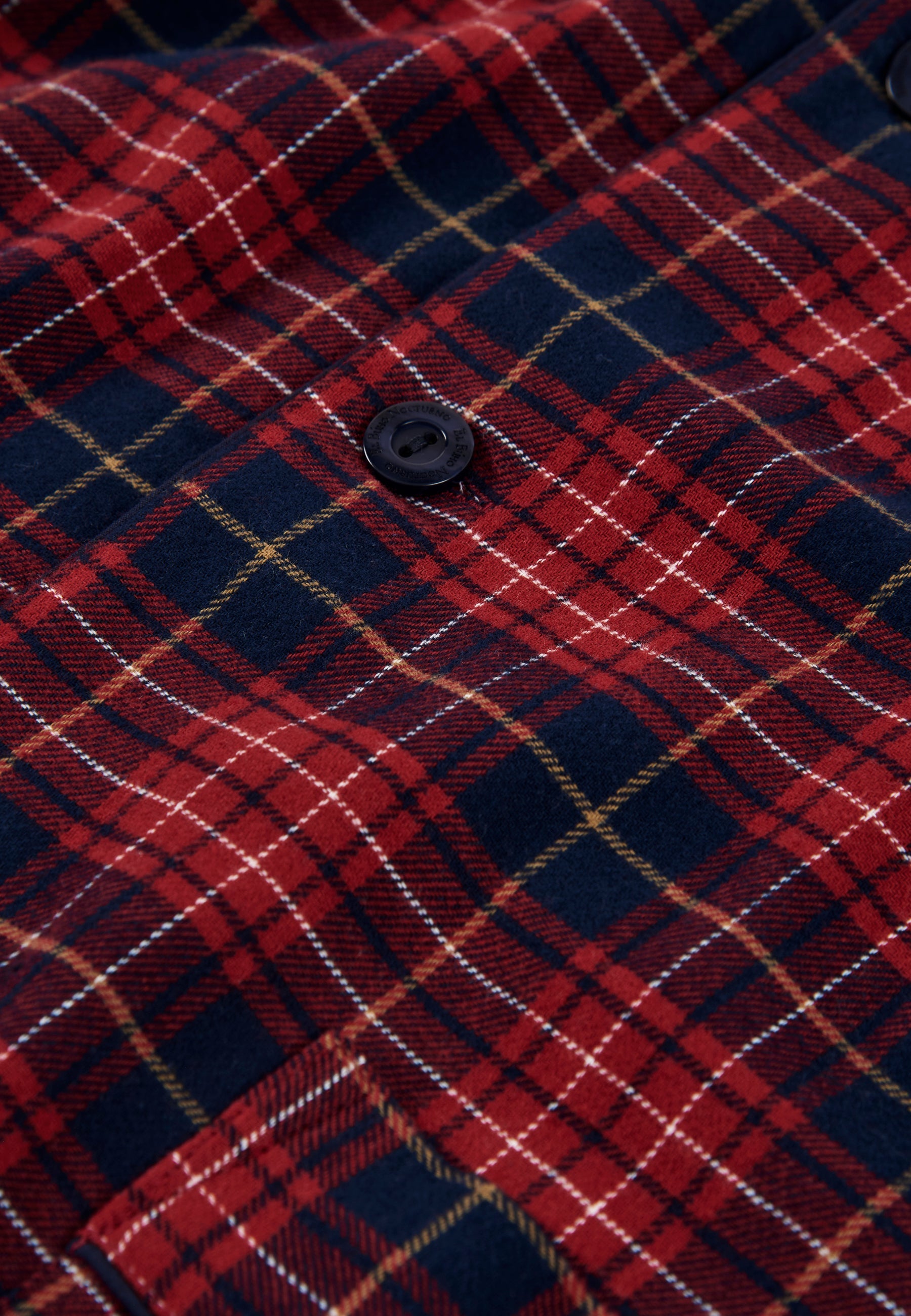 Pijama Hombre Largo Premium Solapa Algodón Franela Cuadros - Rojo 2820_94