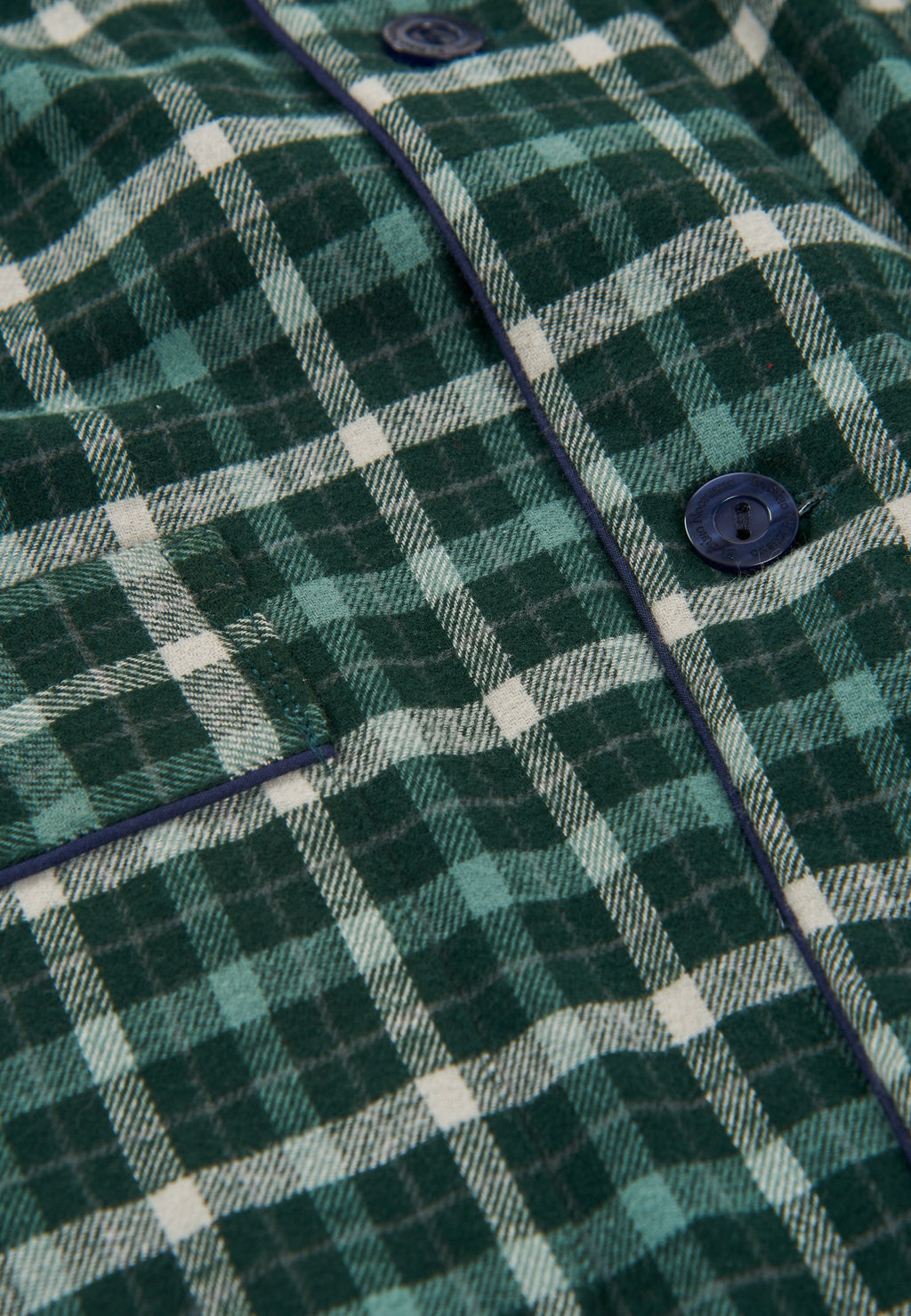 Pijama Hombre Largo Premium Solapa Algodón Franela Cuadros - Verde 2821_40