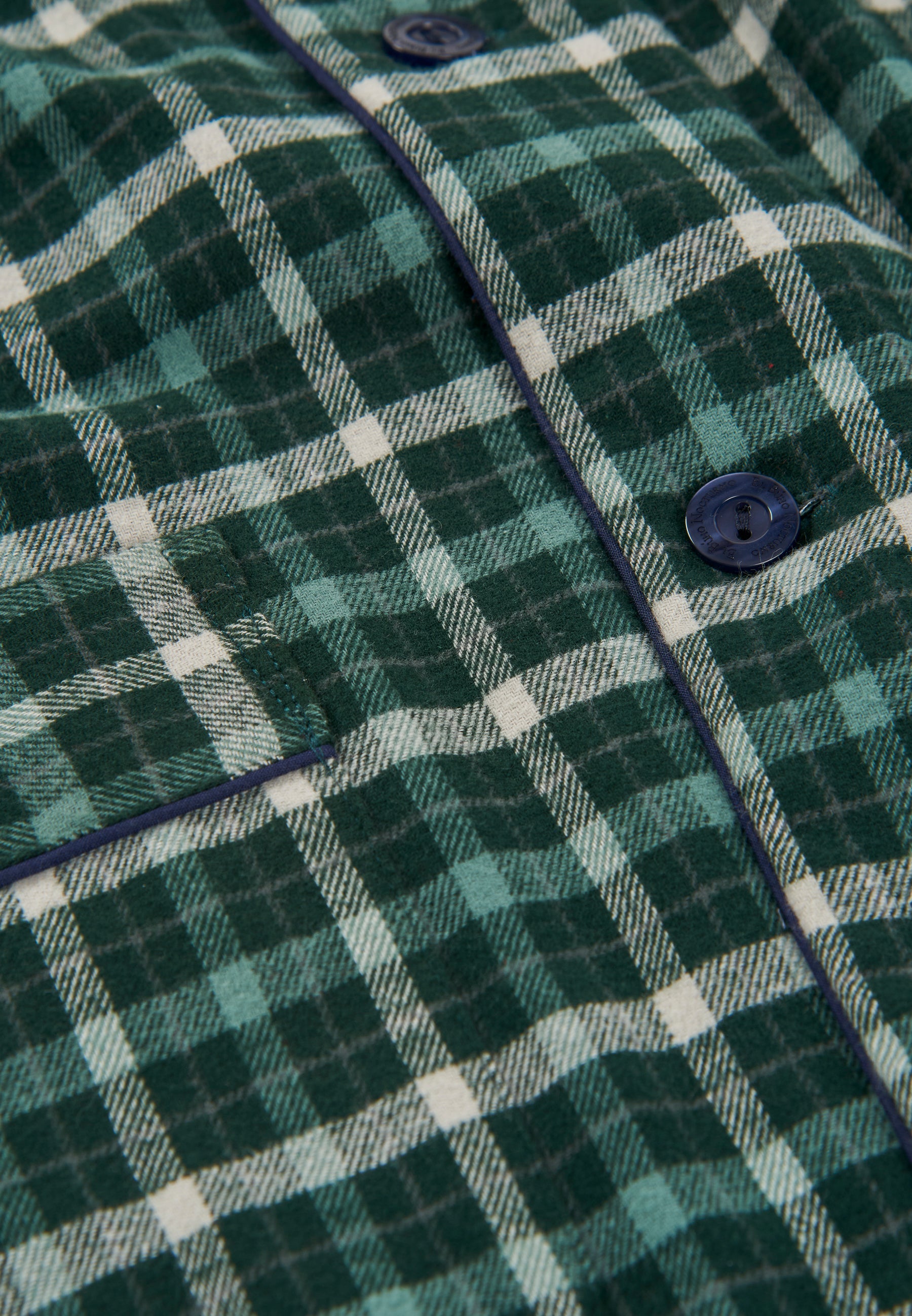 Pijama Hombre Largo Premium Solapa Algodón Franela Cuadros - Verde 2821_40