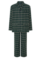 Pijama Hombre Largo Premium Solapa Algodón Franela Cuadros - Verde 2821_40