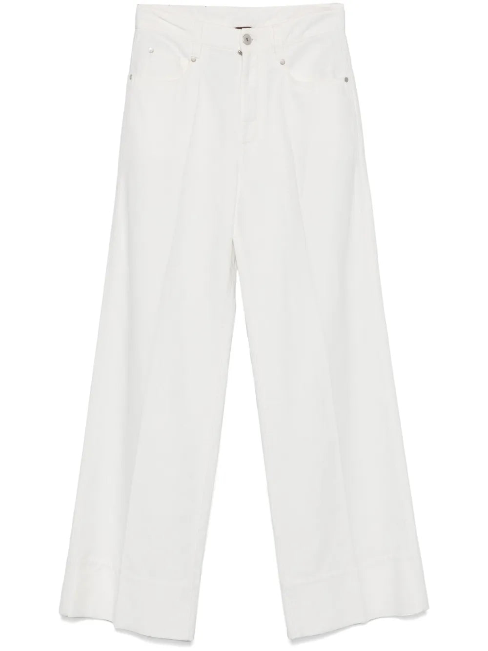 Brunello Cucinelli Wide-Leg Cotton-Linen Trousers — White