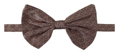Men's Gray Fantasy Print Adjustable Neck Papillon Bow Tie Silk