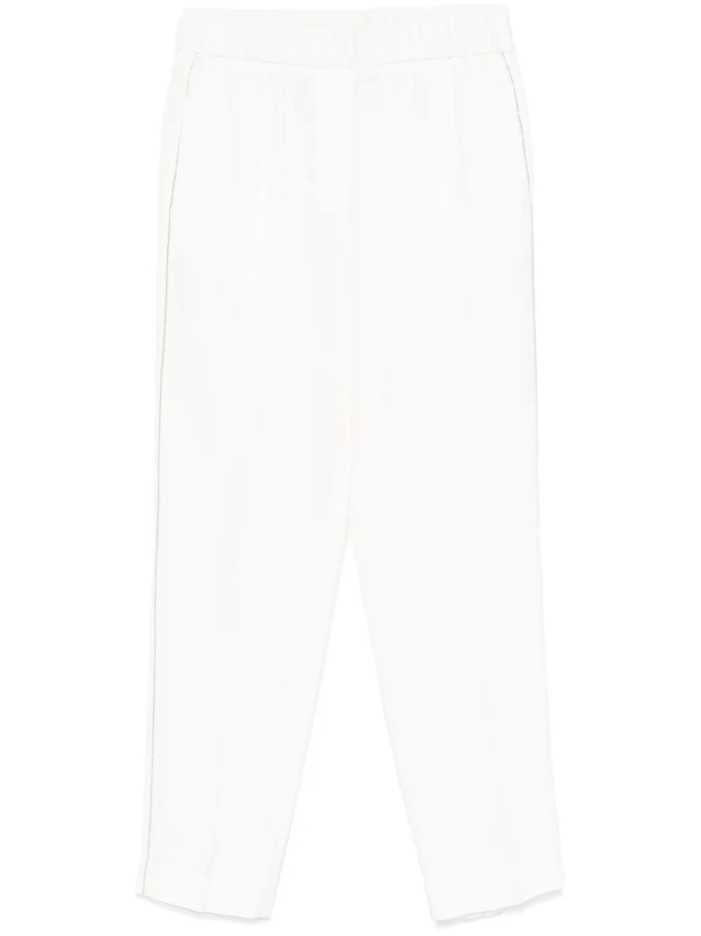Peserico Beaded Trim-Detail Trousers — White