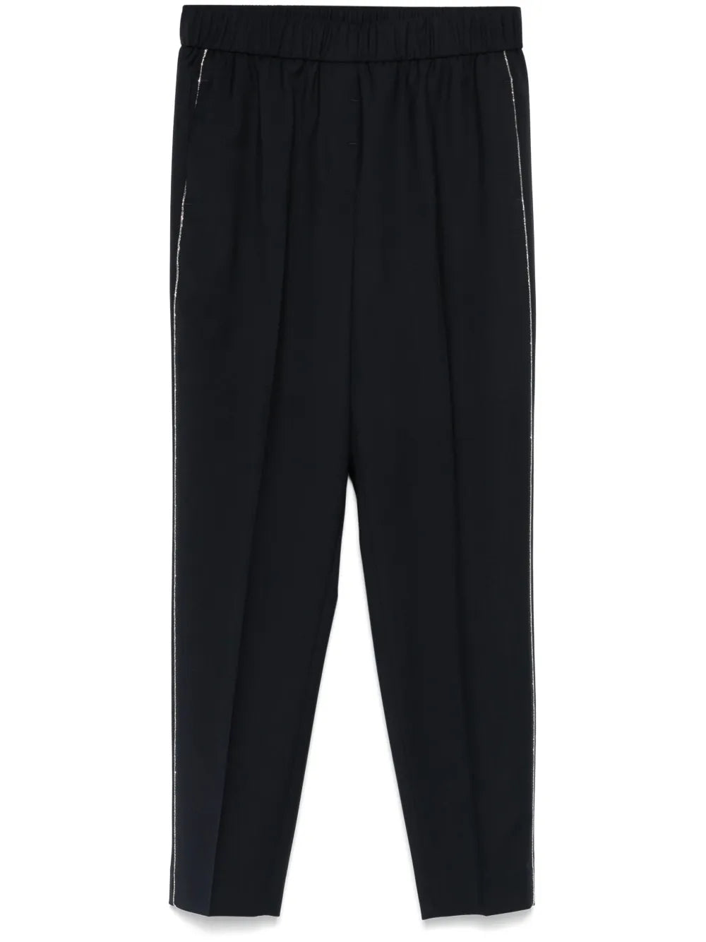 Peserico Beaded Trim-Detail Trousers — Navy