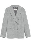 Peserico Peak-Lapel Double-Breasted Linen-Wool Blazer — Gray