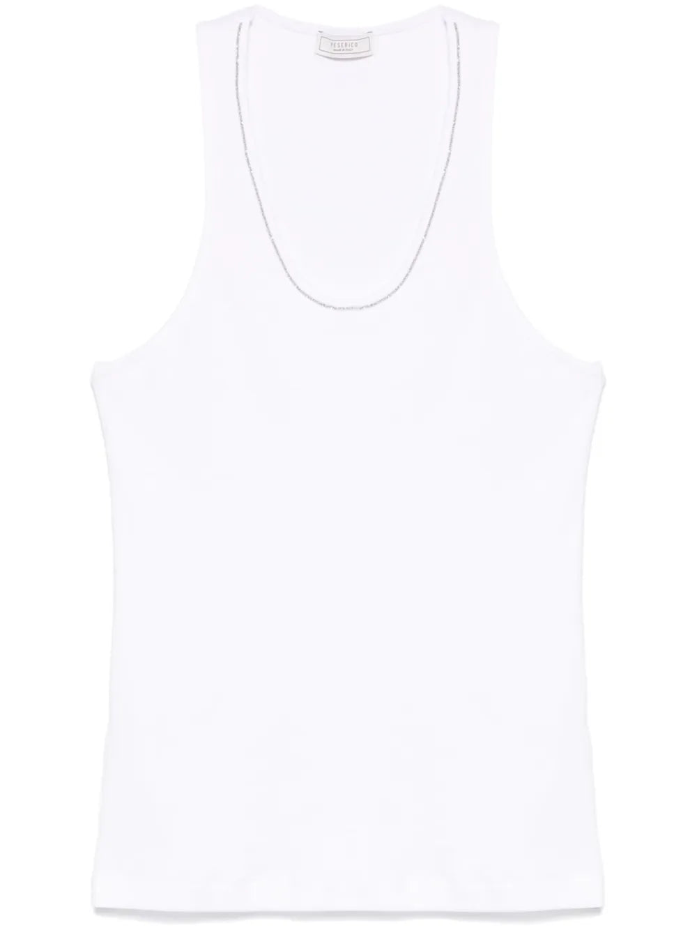 Peserico Beaded Trim-Detail Tank Top — White