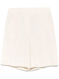 Peserico Pleated Linen Shorts — Ecru
