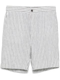 Peserico Striped Linen Shorts — Grey