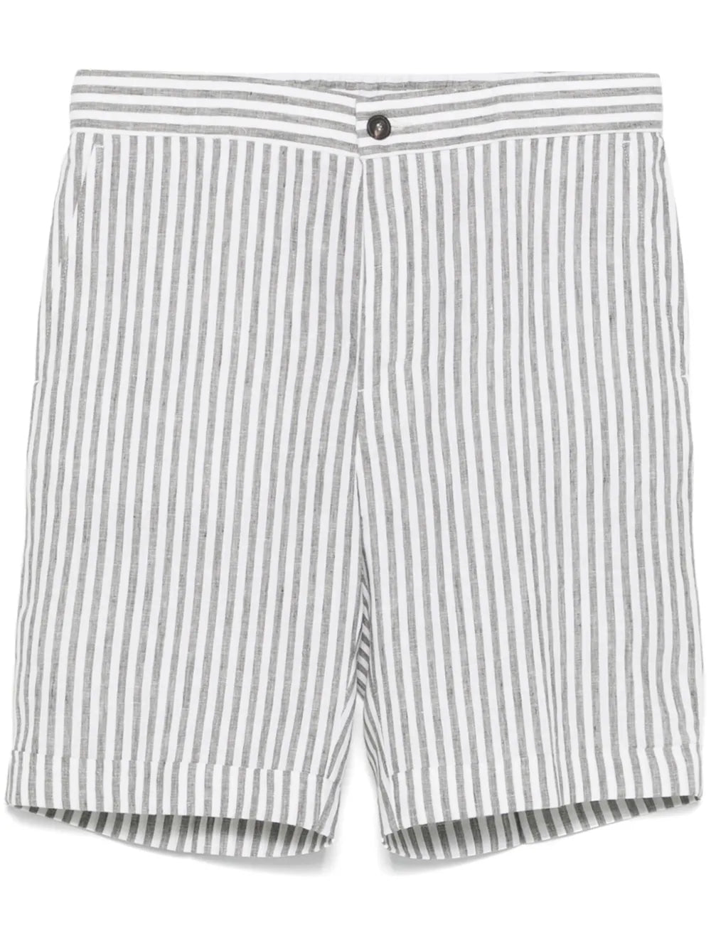 Peserico Striped Linen Shorts — Grey