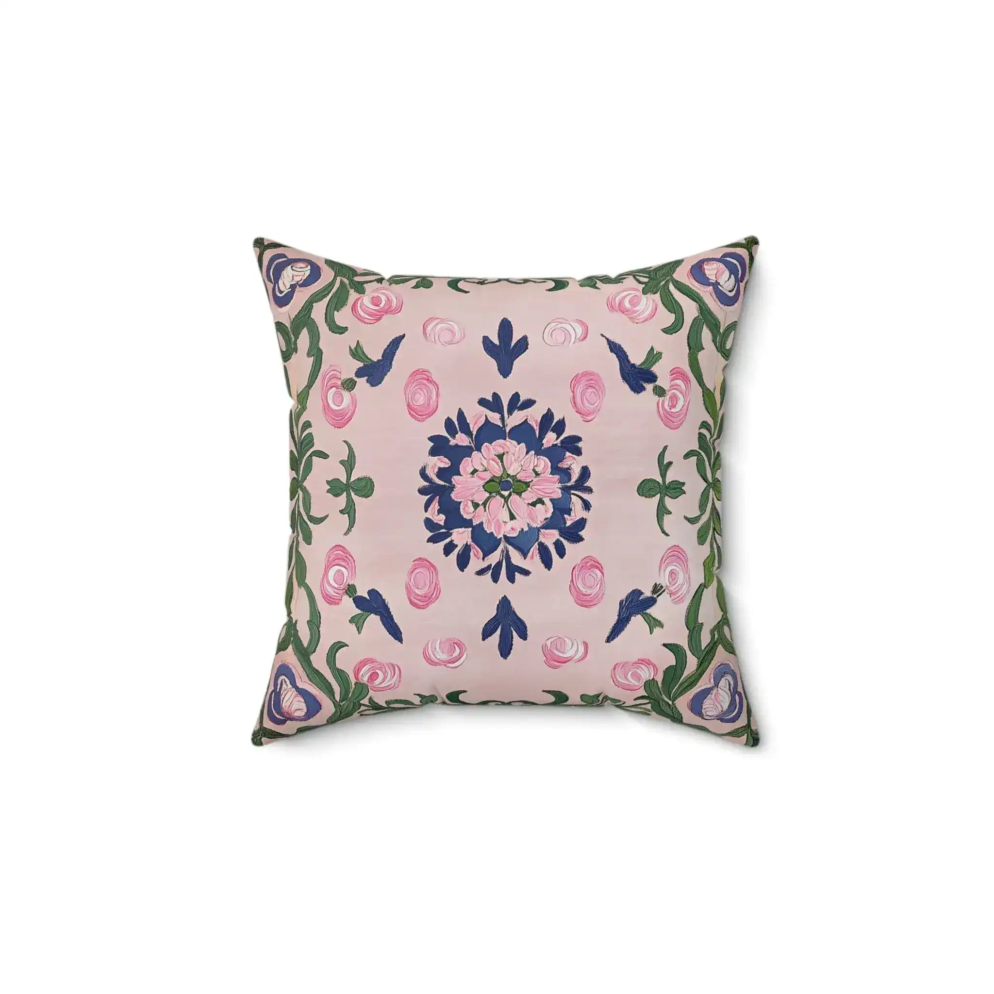 Folk Garden Medallion Throw Pillow