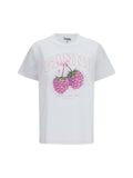 Ganni Raspberry Graphic T-Shirt — White