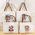 Bolsa de lona de vaca de las Highlands personalizada con nombre y asa de piel Accesorio de viaje Regalo de cumpleaños para niñas amantes de las vacas de las Highlands