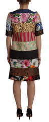 Women's Patchwork Floral Jacquard Dress Multicolor Polyester Cotton Viscose