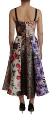 Women's Dress Midi Patchwork Floral Jaquard Silk