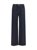 Brunello Cucinelli Wide-Leg Palazzo Denim Jeans — Navy