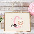 Bolsa de yute con inicial y nombre Personalizada Bonita Bailarina Animal Regalo de cumpleaños esencial para los amantes del ballet
