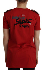 Women's Red Amor Vincit Omnia Crewneck T-Shirt Cotton