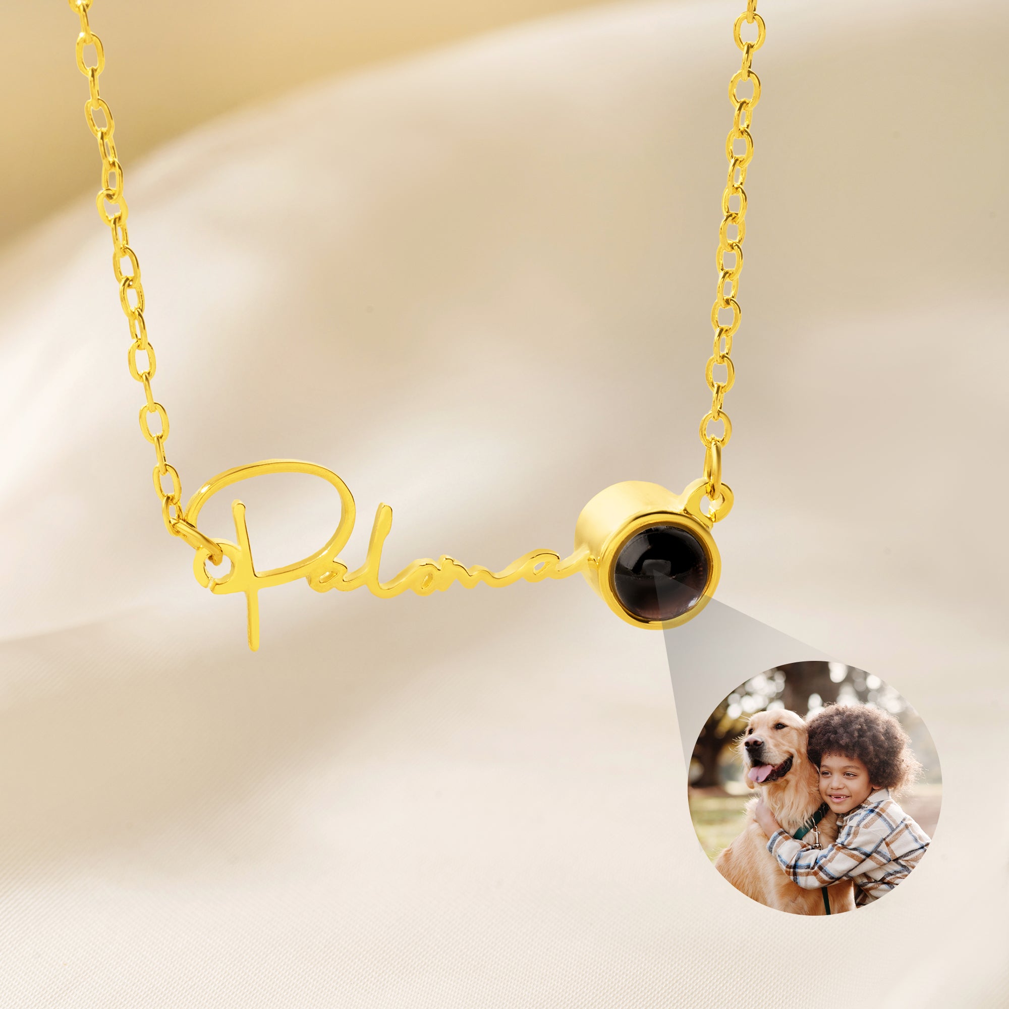 Personalizado collar de proyección de fotos con nombre Dainty Joyería Cumpleaños Aniversario Regalo para Novia Madre Mujer