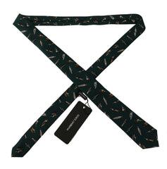 Men's Black Bottle Fantasy Print Silk Adjustable Accessory Tie