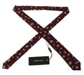 Men's Maroon Hat Pattern Silk Adjustable Accessory Tie
