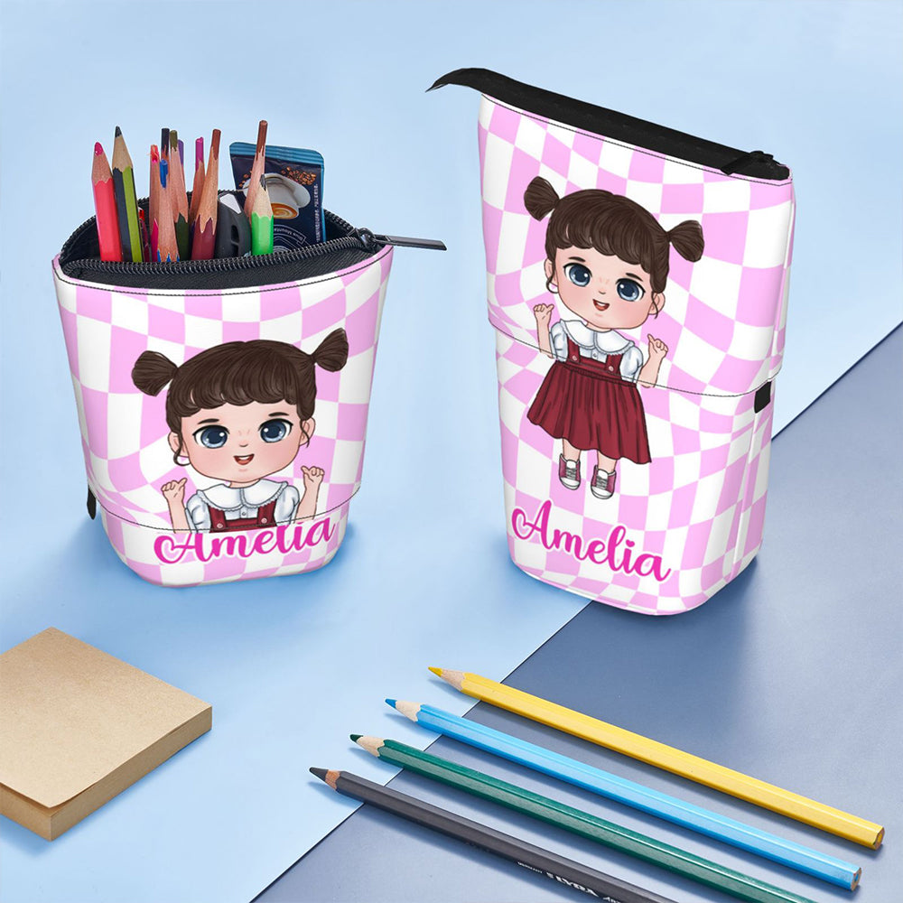 Bolsa de lápices telescópica personalizada con nombre, de dibujos animados para niños Material escolar Regalo de cumpleaños para niños y niñas