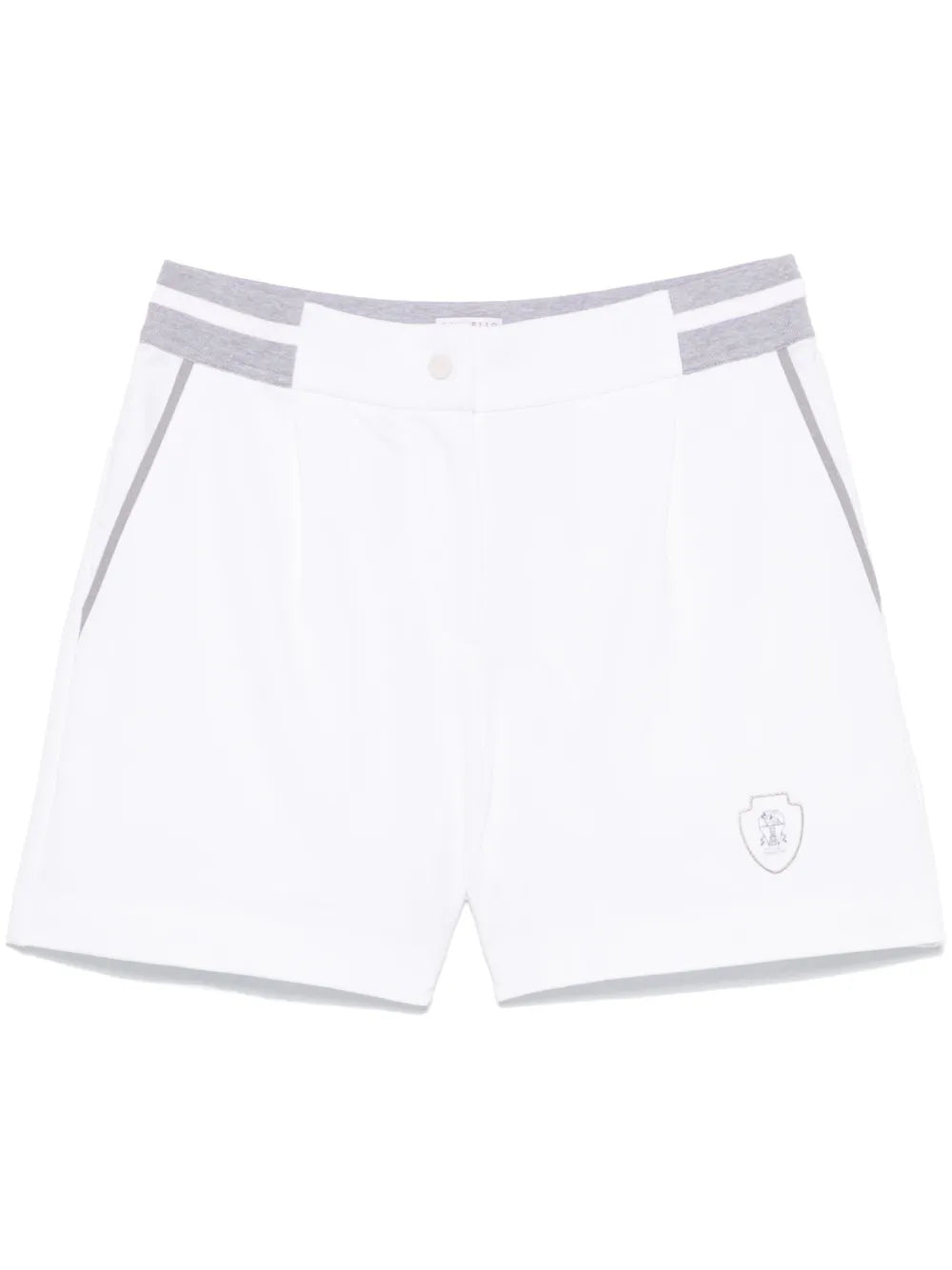 Brunello Cucinelli Logo-Patch Track Shorts — White
