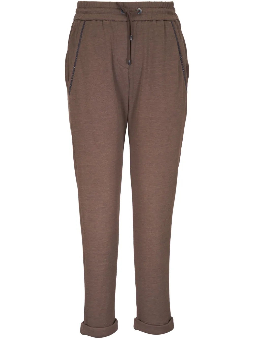 Brunello Cucinelli Embellished Track Joggers — Brown