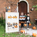 Personalizada Calabaza Divertida Bailando Esqueletos Bandera de Jardín con 3-8 Nombres y Cita Yard Porche Decoración Halloween Housewarming Regalo para la Familia Amigo