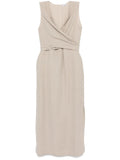 Brunello Cucinelli Wrap-Effect Midi Dress — Beige