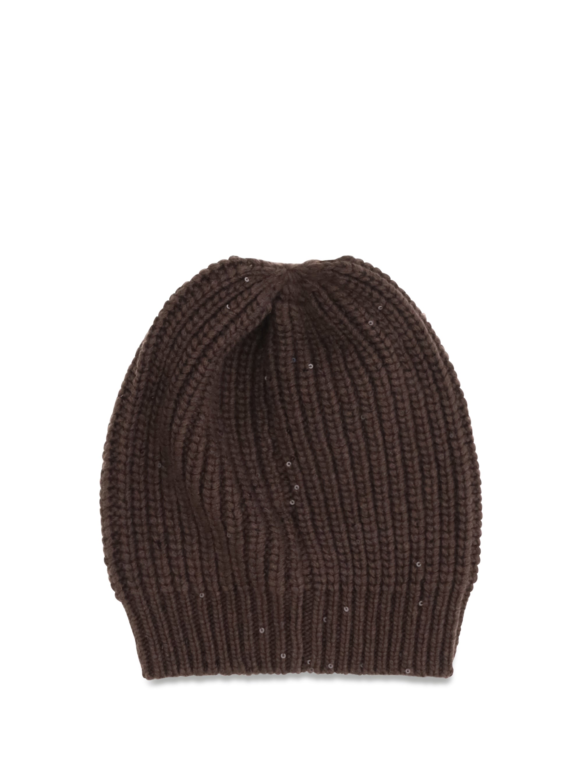 Brunello Cucinelli M32373999 Ribbed Cashmere Beanie — Brown
