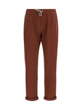 Brunello Cucinelli Jewel-Embellished Cotton-Silk Joggers — Burgundy