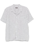 Peserico Striped Linen Shirt — Grey