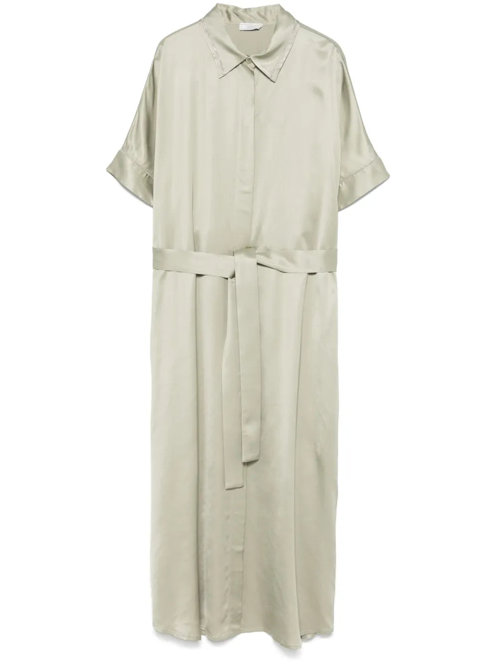 Peserico Satin Midi Dress — Sage Green