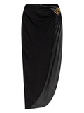 Balmain Draped Sheer Beach Cover-Up — Black