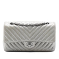 Medium Classic Chevron Iridescent Lambskin Double Flap
