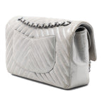Medium Classic Chevron Iridescent Lambskin Double Flap