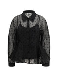 Ganni Polka Dot Organza Shirt — Black