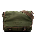 Saffiano Trimmed Tessuto Double Buckle Messenger Bag