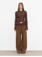 Lazy Day Essential Textured Mohair Blend Round Neck Stretch Knit Base Layer for Fall/Winter Women