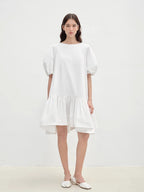 Ailande round neck puff sleeve temperament dress for women summer