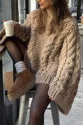 Round Neck Oversized Cable Knit Sweater