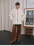 Winter Love IslandTuscan fur one-piece coat women's long hanging collar straight fur coat