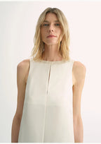 Corridor Stride skin-friendly and delicate imported acetate wool slimming hollow neckline A-line dress