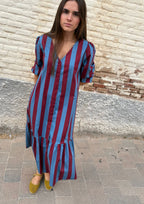 Vestido Copenhague - Azul/Burdeos