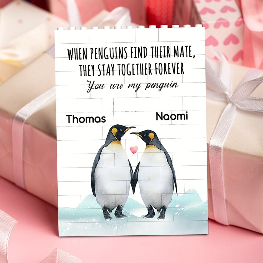 Personalizado You Are My Penguin ABS Building Brick Puzzles with Names Room Decor Cumpleaños San Valentín Aniversario Regalo para Pareja