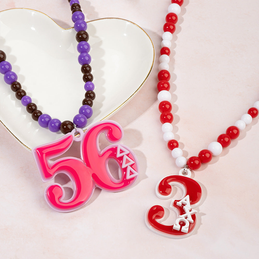 Personalizado Multicolor Griego Letra Número Collar de Cuentas Sororidad Fraternidad Cumpleaños Regalo para Hermanas Amigas | Callie × Affinity Licensing