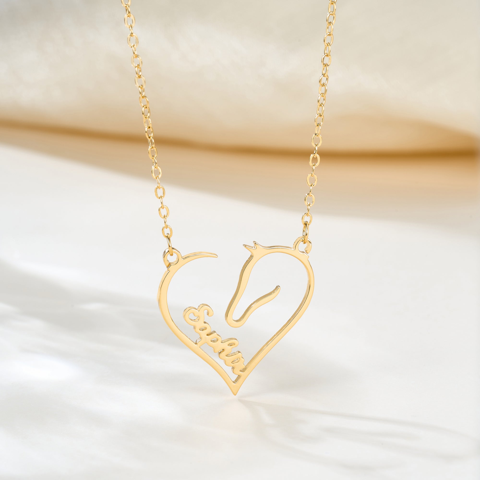 Collar Corazón de Caballo Personalizado con Nombre Cumpleaños Día de la Madre Regalo de Equitación para Mamá Amante de los Caballos
