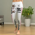 Leggings elásticos con nombre y número de mamá con estampado de leopardo personalizado Accesorios deportivos diarios Regalo de cumpleaños para mamá el día del partido